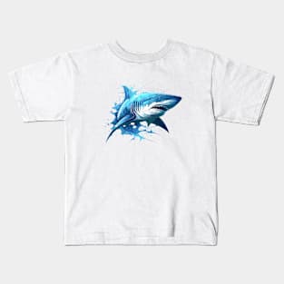 Shark Portrait Animal Painting Wildlife Outdoors Adventure Kids T-Shirt